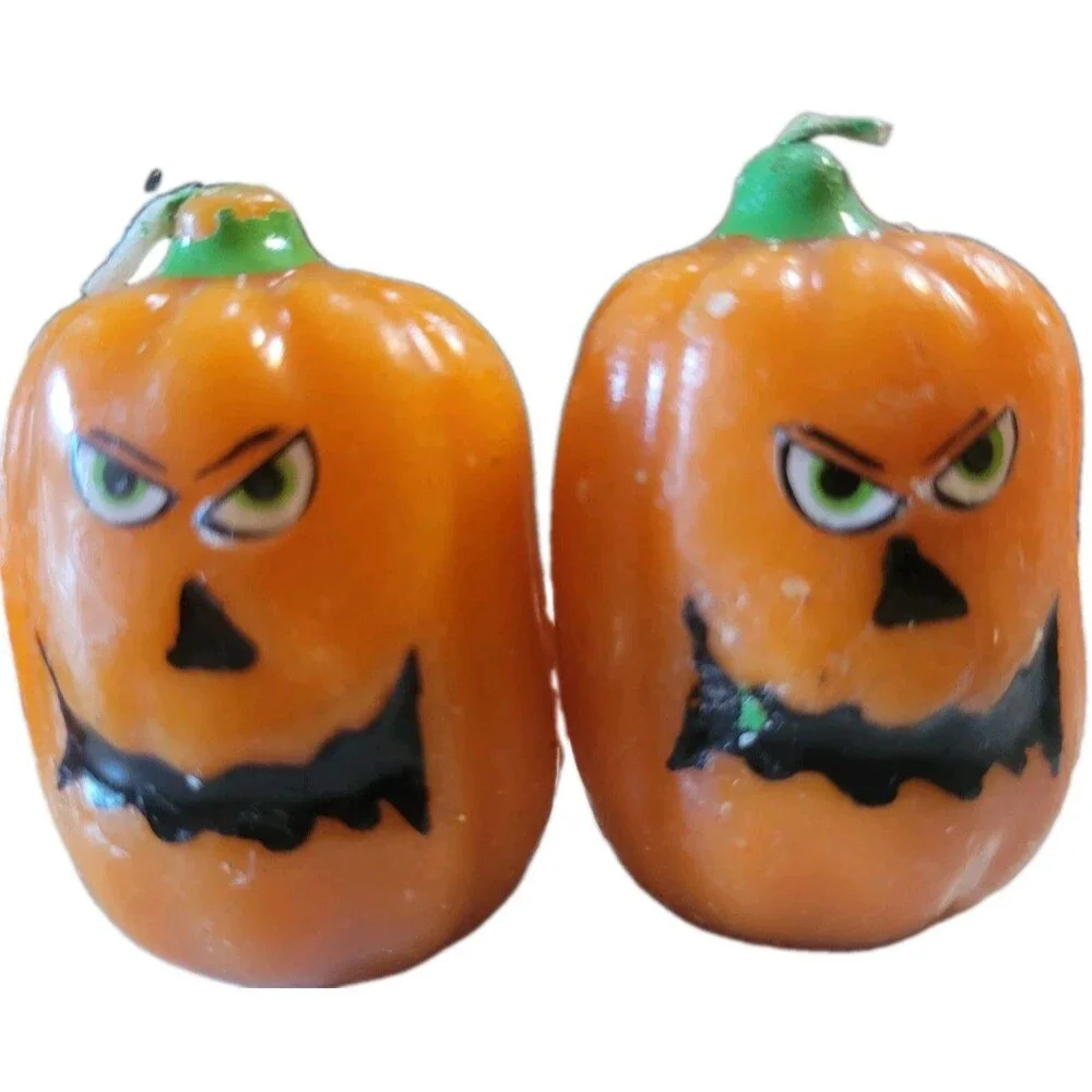 Vtg Halloween Candles Holiday Decor Ghost Witch Jack O Lantern Black Cat Russ
